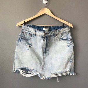 Distressed Denim Skirt